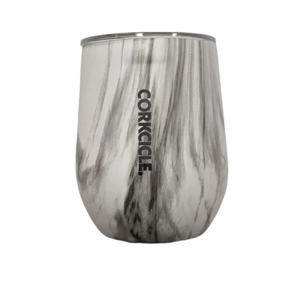Corkcicle, 12 oz stemless wine tumbler. Snowdrift pattern
